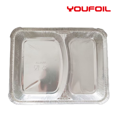 주문 친절하게 편리한 환경적인 2 칸막이 일회용 직사각형 알루미늄 박막 용기 online manufacture