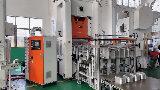 ISO 9001 인증 80TON 용량 12000pcs/hour 완전 자동 알루미늄 포일 냄비 만드는 기계